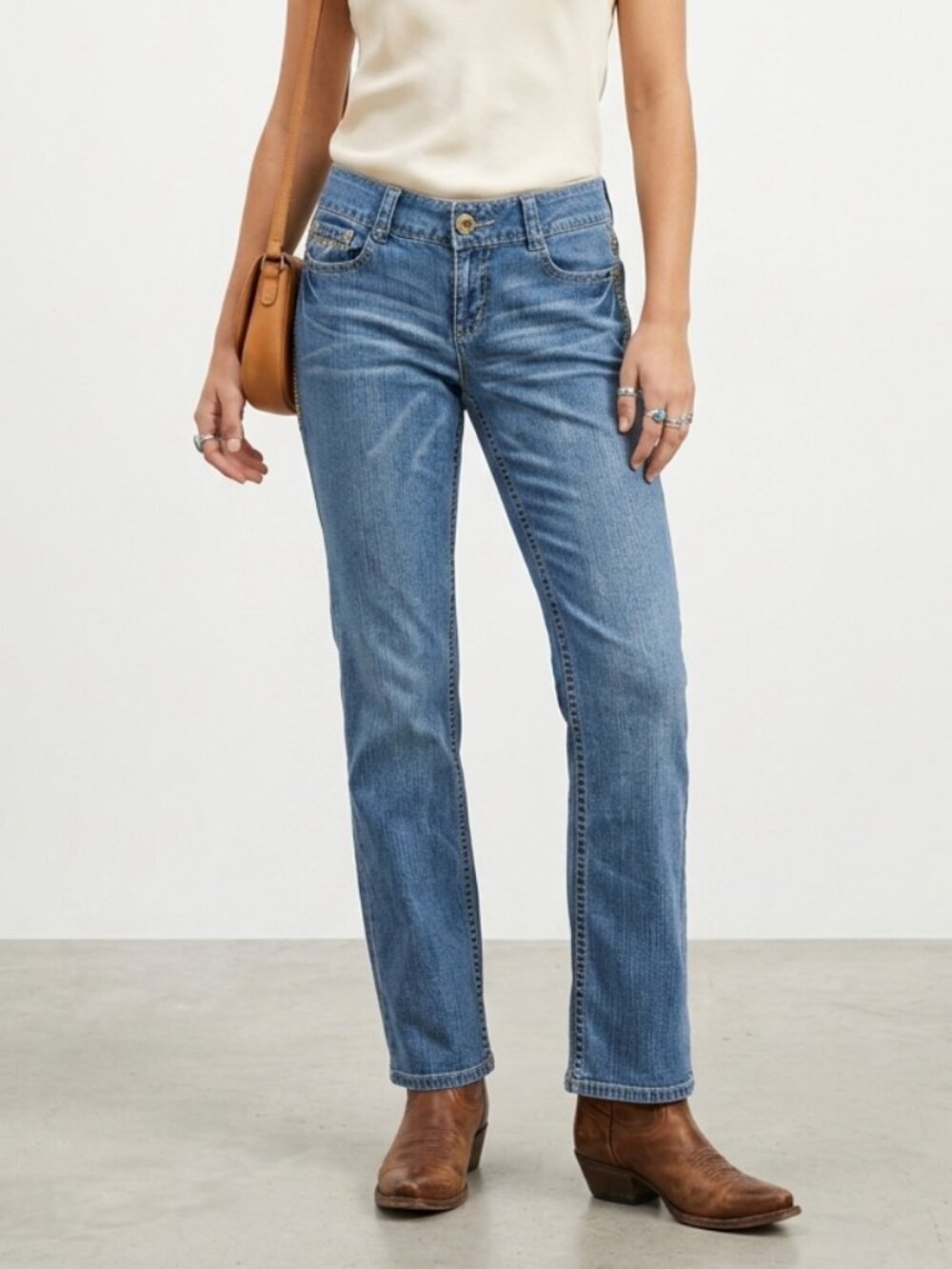 DKNY Jeans Blue Western Whipstitch Bootcut Grunge 10